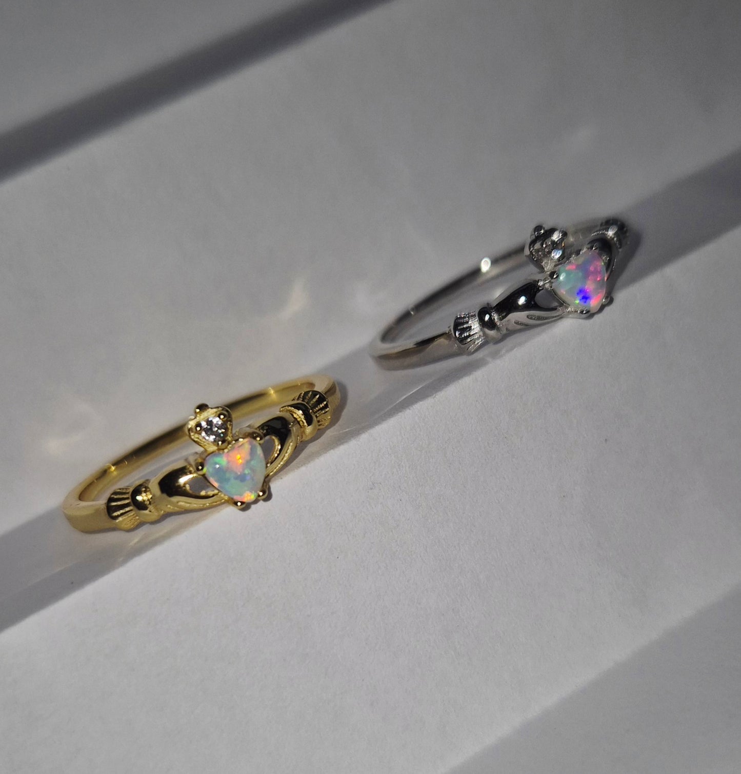 Opalite Claddagh Ring - Sterling Silver