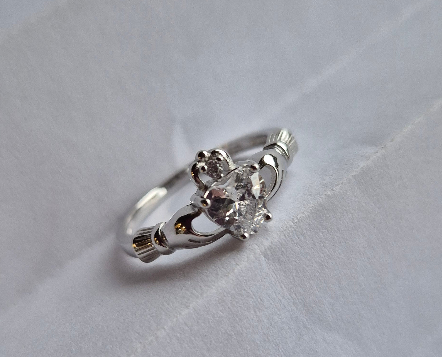 Claddagh Ring White Zircon
