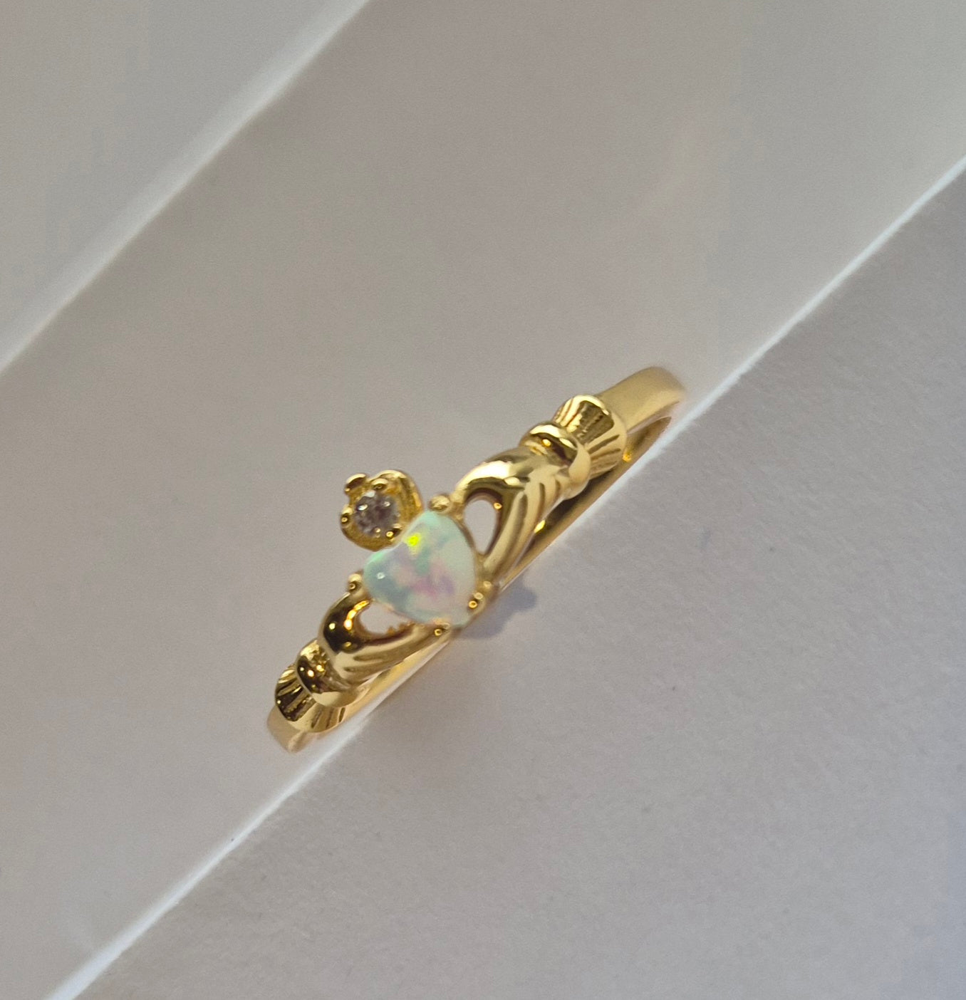 Opalite Claddagh Ring - Sterling Silver