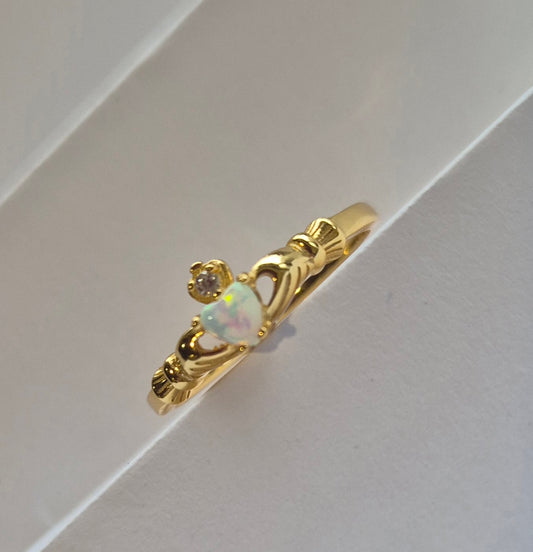 Opalite Claddagh Ring - Sterling Silver