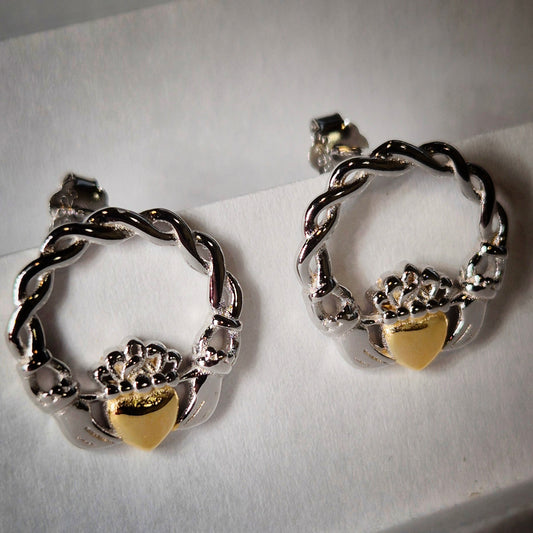 Two Stone Claddagh Studs