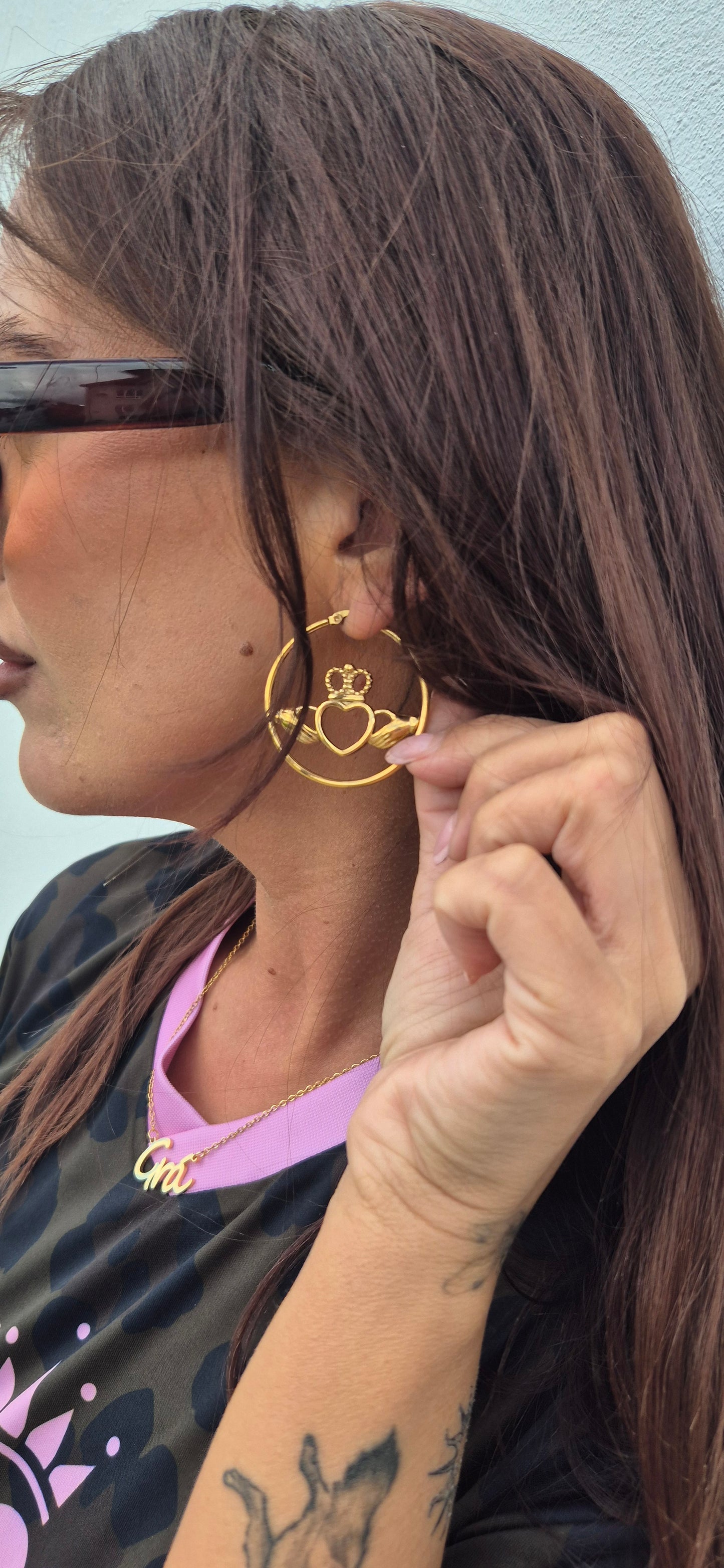 Floating Claddagh Hoops