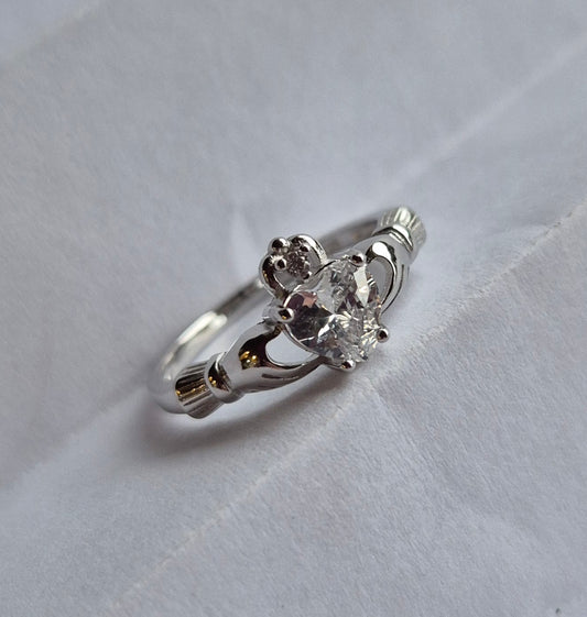 Claddagh Ring White Zircon