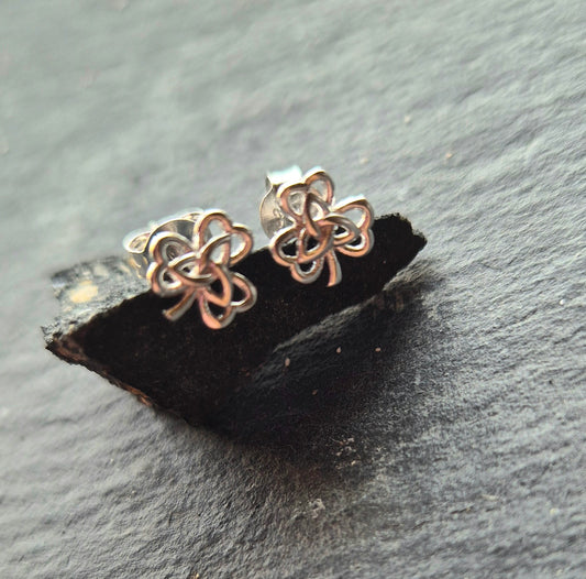 Shamrock Trinity Knot Sterling Silver Studs