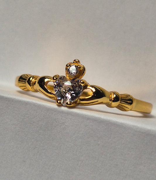 Claddagh Ring Sterling Silver White Stone