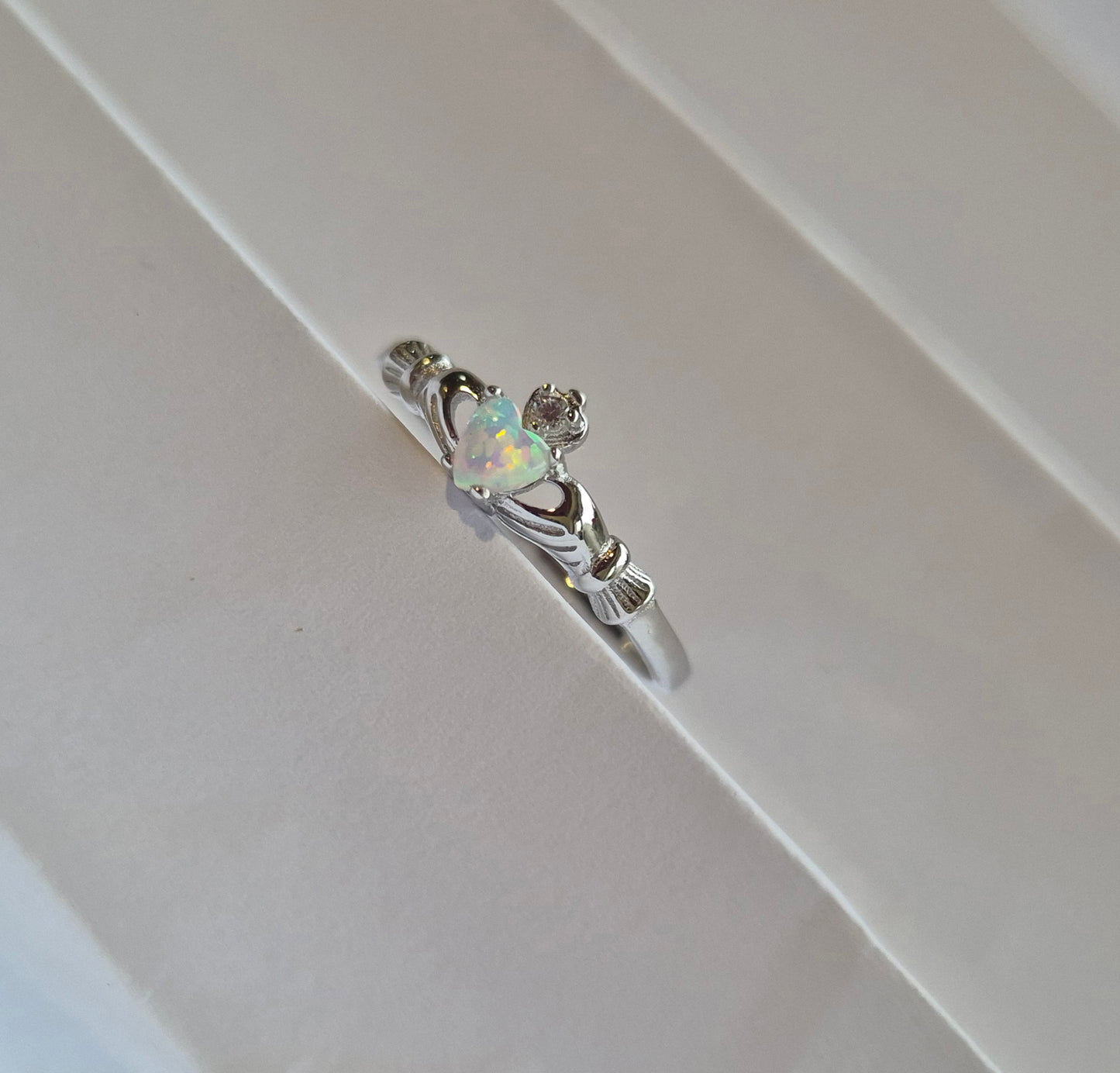Opalite Claddagh Ring - Sterling Silver