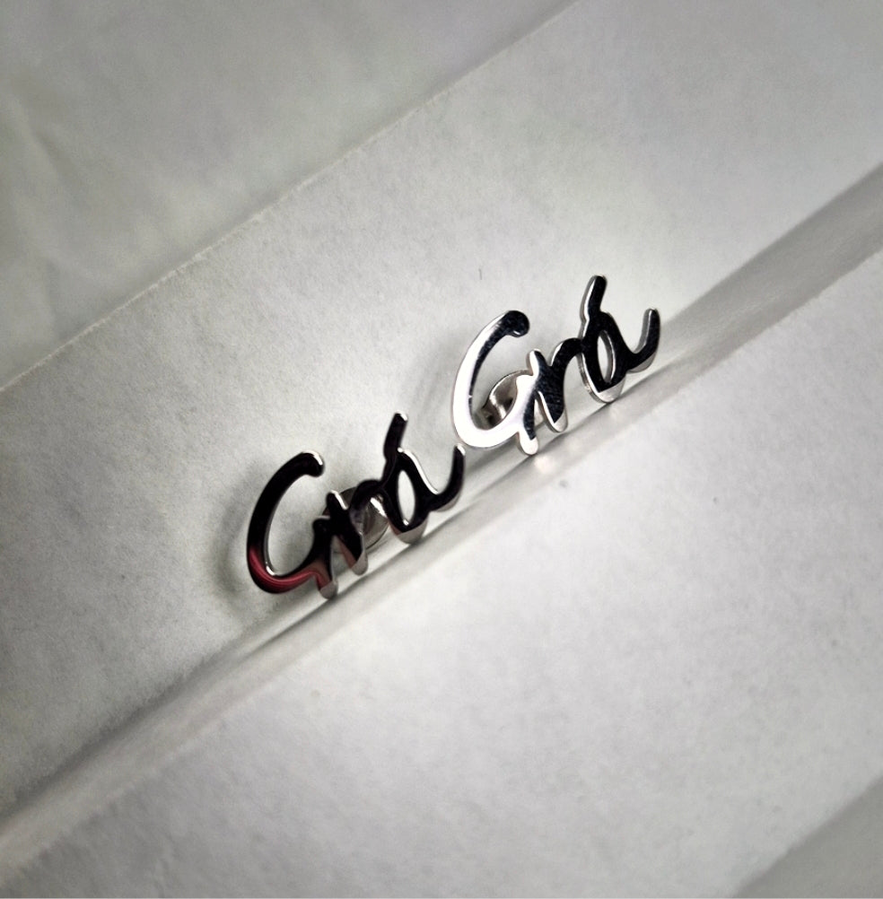 Grá Script Stud Earrings